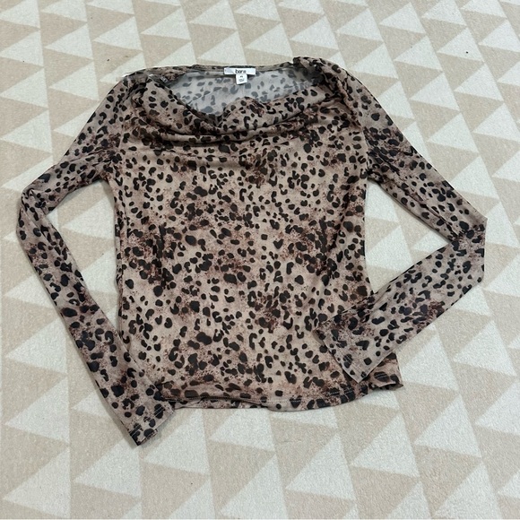 Bar III
Petite Cowl Neck Printed Mesh Top - Picture 3 of 5